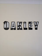 Original handmade OAKLEY motocross name sign with dirt bike racing details