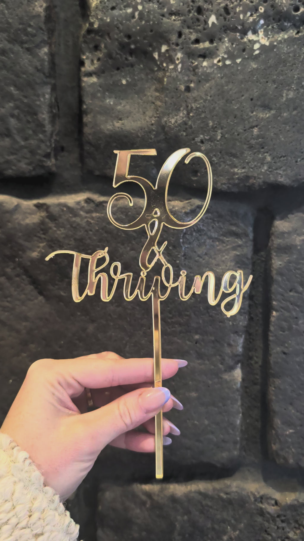 50 & Thriving Cake Topper | Gold Mirror Acrylic