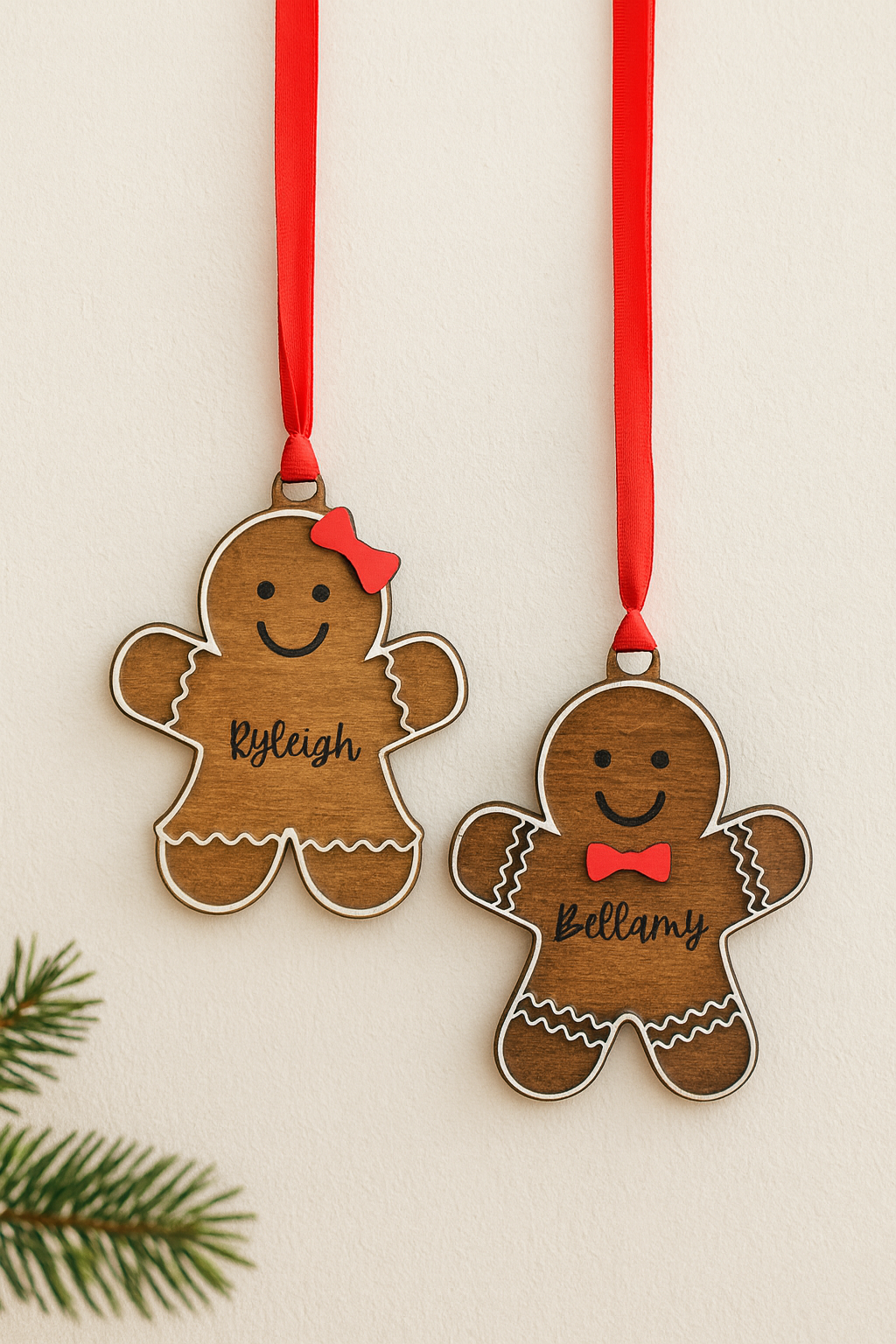 Personalised Wooden Gingerbread Christmas Ornament – Boy or Girl
